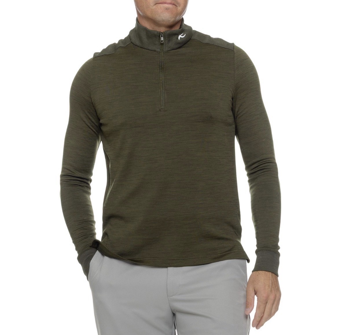 KJUS Liam TechWool Shirt Half Zip Neck, Long Sleeve, Men 50 M NWT Olive Green gallery
