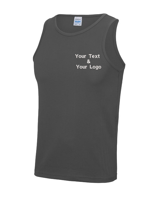 Embroidered AWDis Personalised Cool Vest Text Logo Workwear Casual Gym Tank Top gallery