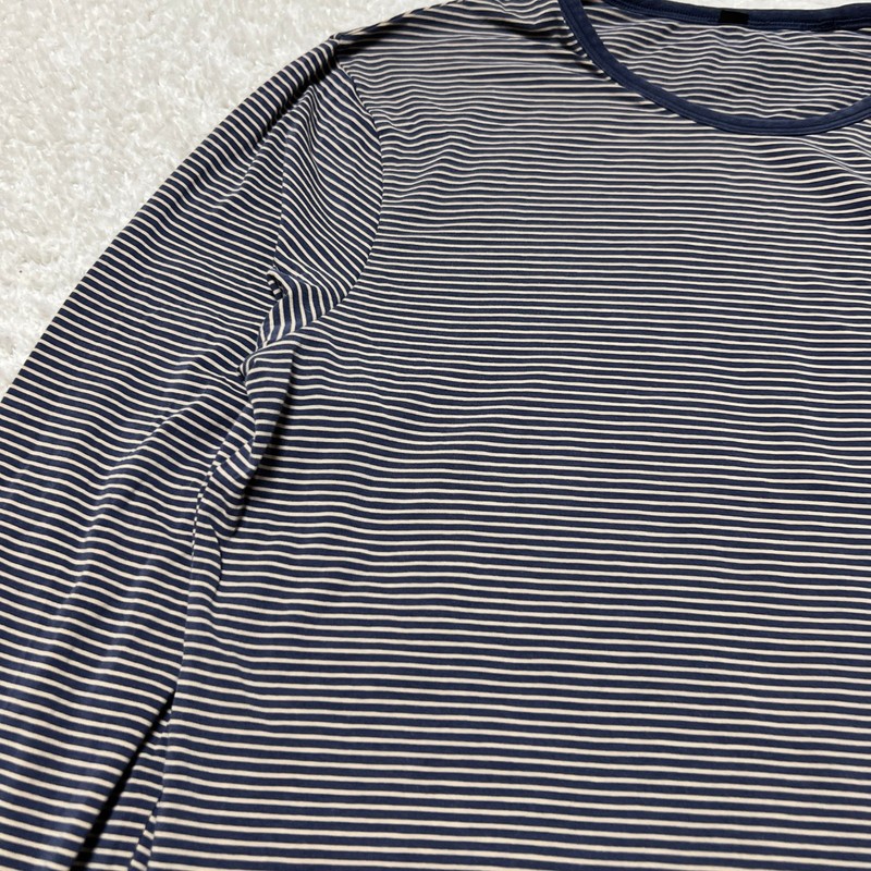Lululemon Shirt Men Medium Blue Striped Knit Long Sleeve Running Casual gallery