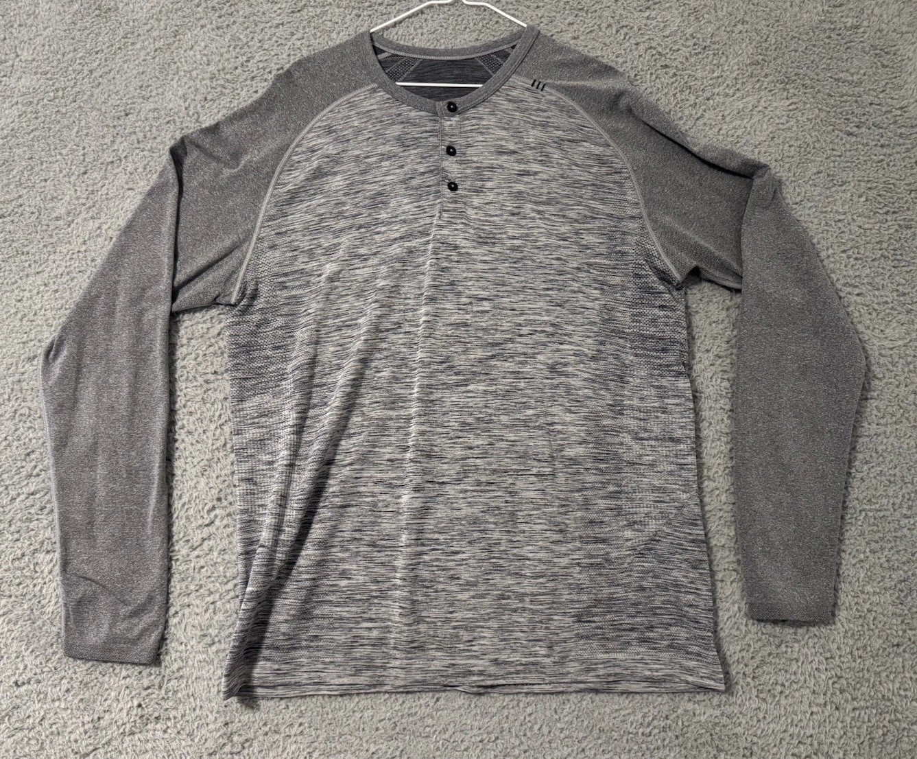 Lululemon Metal Vent Tech Henley Shirt Mens Gray Long Sleeve Athletic Button gallery
