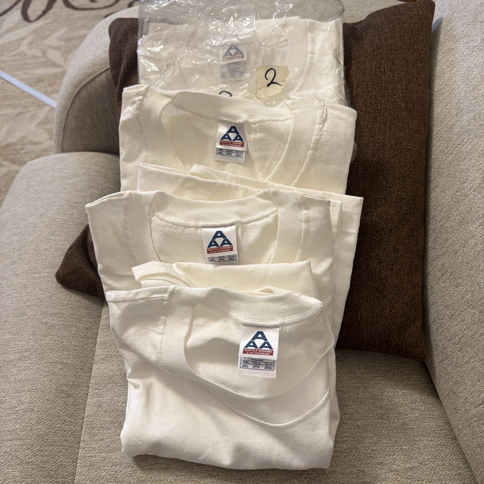 2 White AAA Mens Athletic Muscle Sleeveless Sz 2xl 100% Cotton gallery