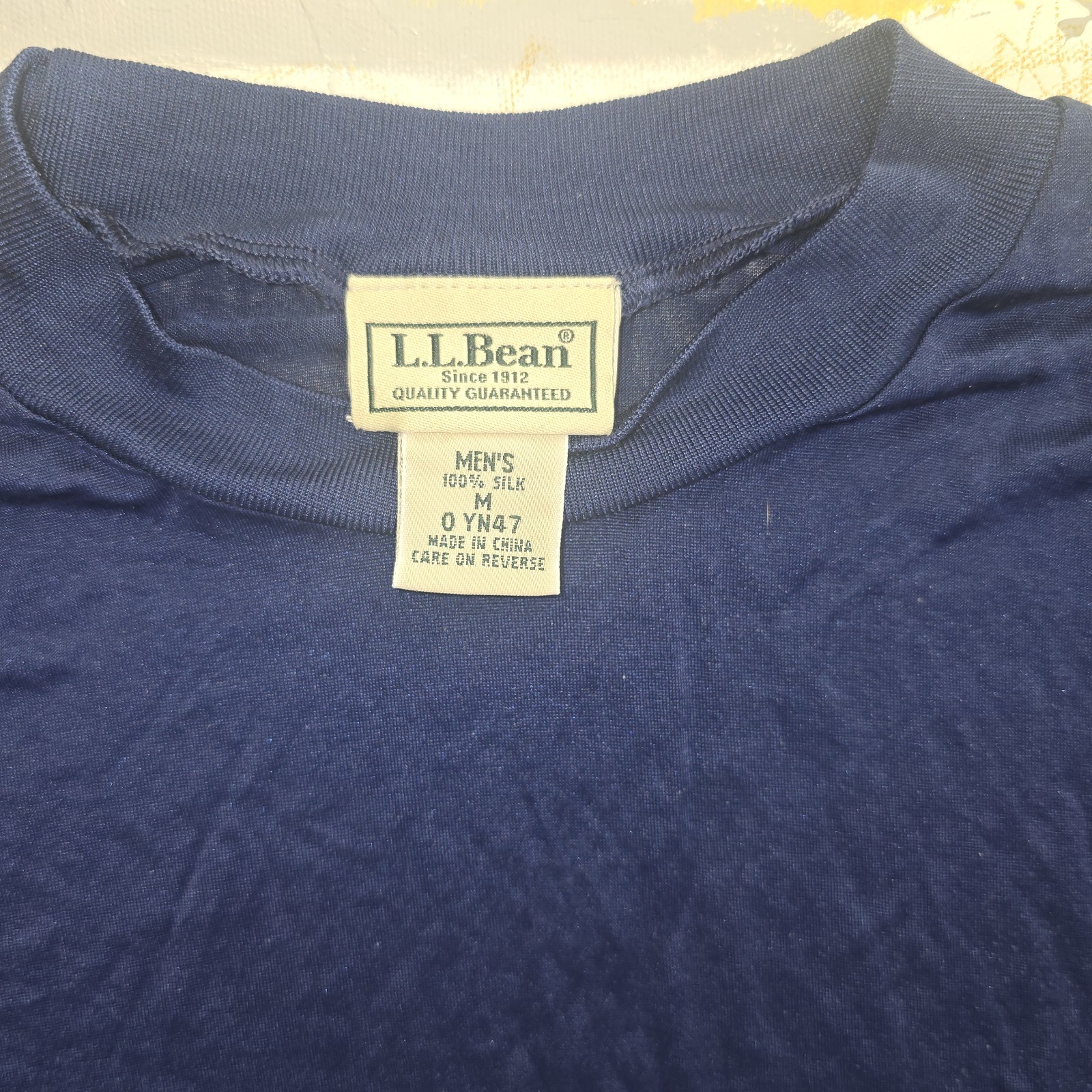 LL Bean Shirt Medium Mens 100% Silk Baselayer Long Sleeve Top Navy Blue Vintage gallery