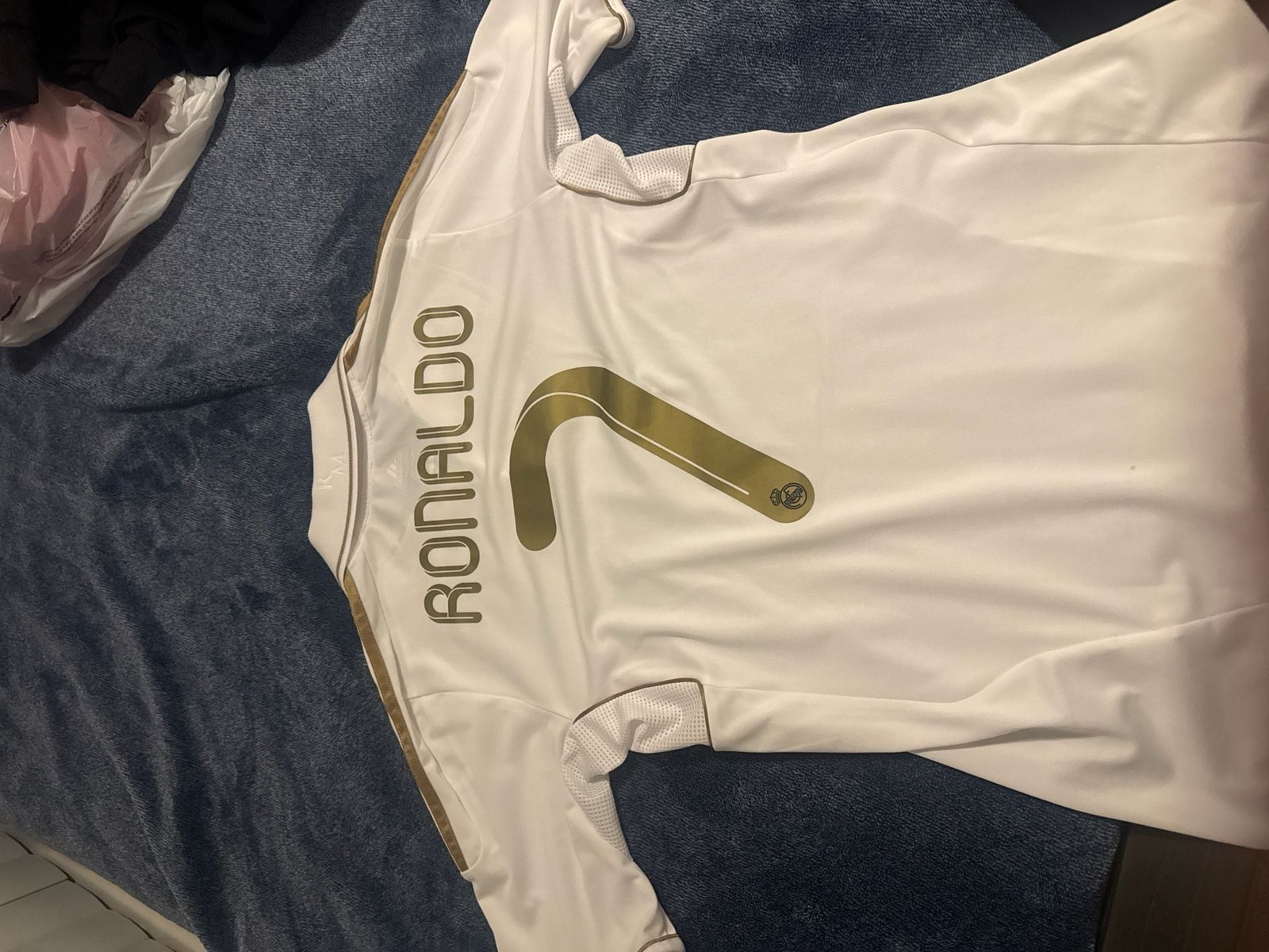 Adidas Real Madrid 2011-2012 Home Soccer Jersey White Gold Bwin LFP gallery