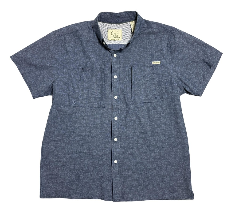 Tallwoods Element Wear Shirt Mens Large Blue Vented Mesh Lined Fishing Stretch