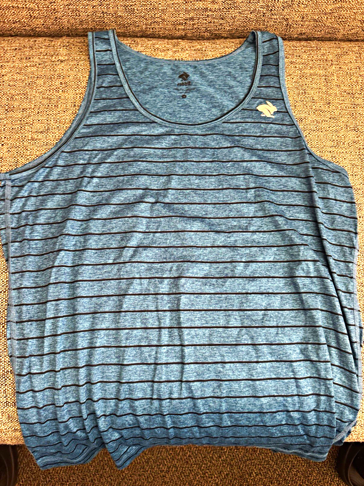 rabbit Men’s L Blue/Black Striped Running Tank Scoop Neck Polyester Sleeveless gallery