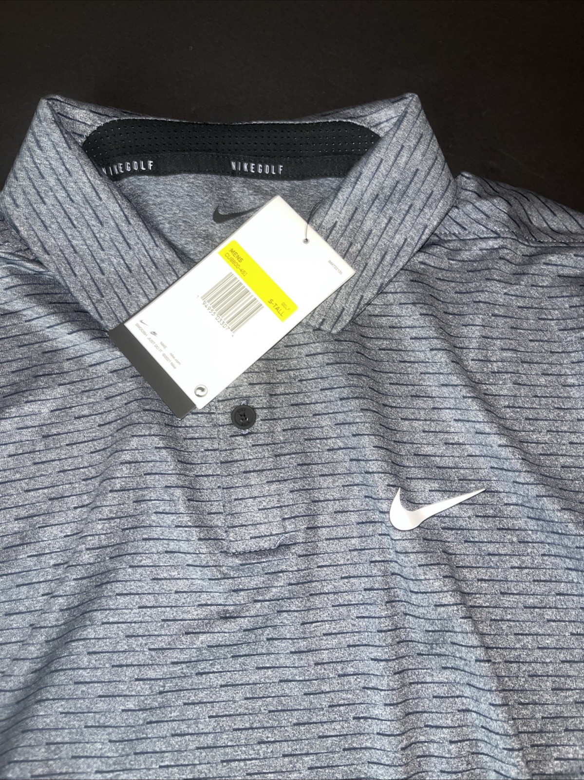 Nike Men’s Dri-Fit Vapor Striped Golf Polo Shirt CU9800-451 Obsidian Small/Tall gallery