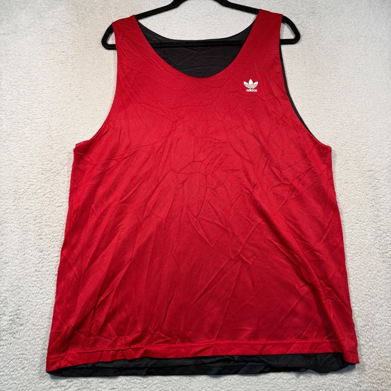 90s Vintage Adidas Reversible Basketball Jersey Mens M Black Red Made in USA gallery