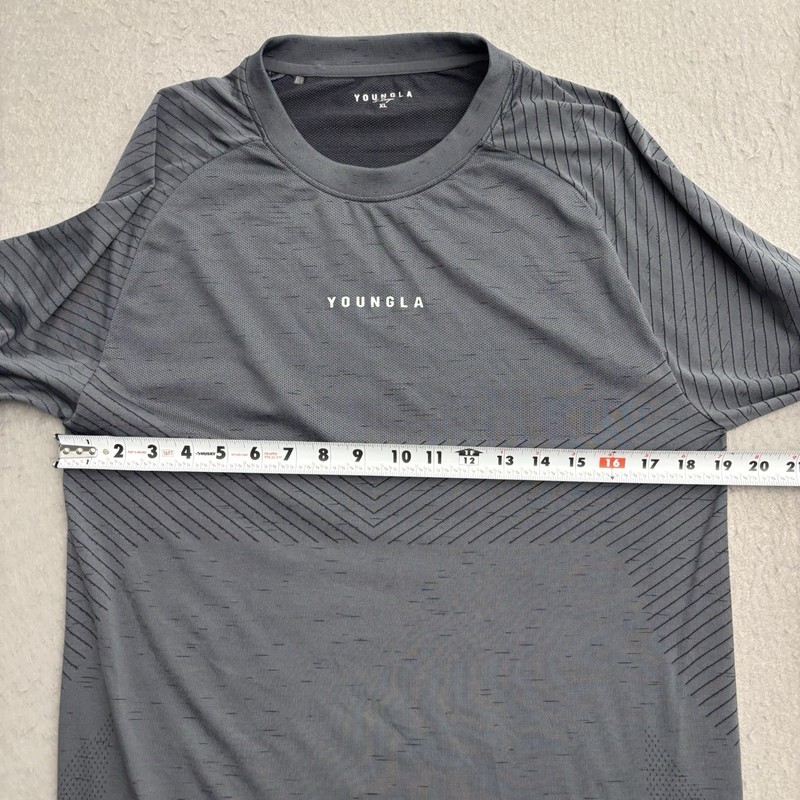 YoungLA Compression Shirt Mens XL Gray Long Sleeve Workout Gym Athletic Logo gallery