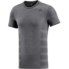 Adidas Mens T-Shirt Merino Wool Prime Knit Sports Knit Running Top Dark Grey