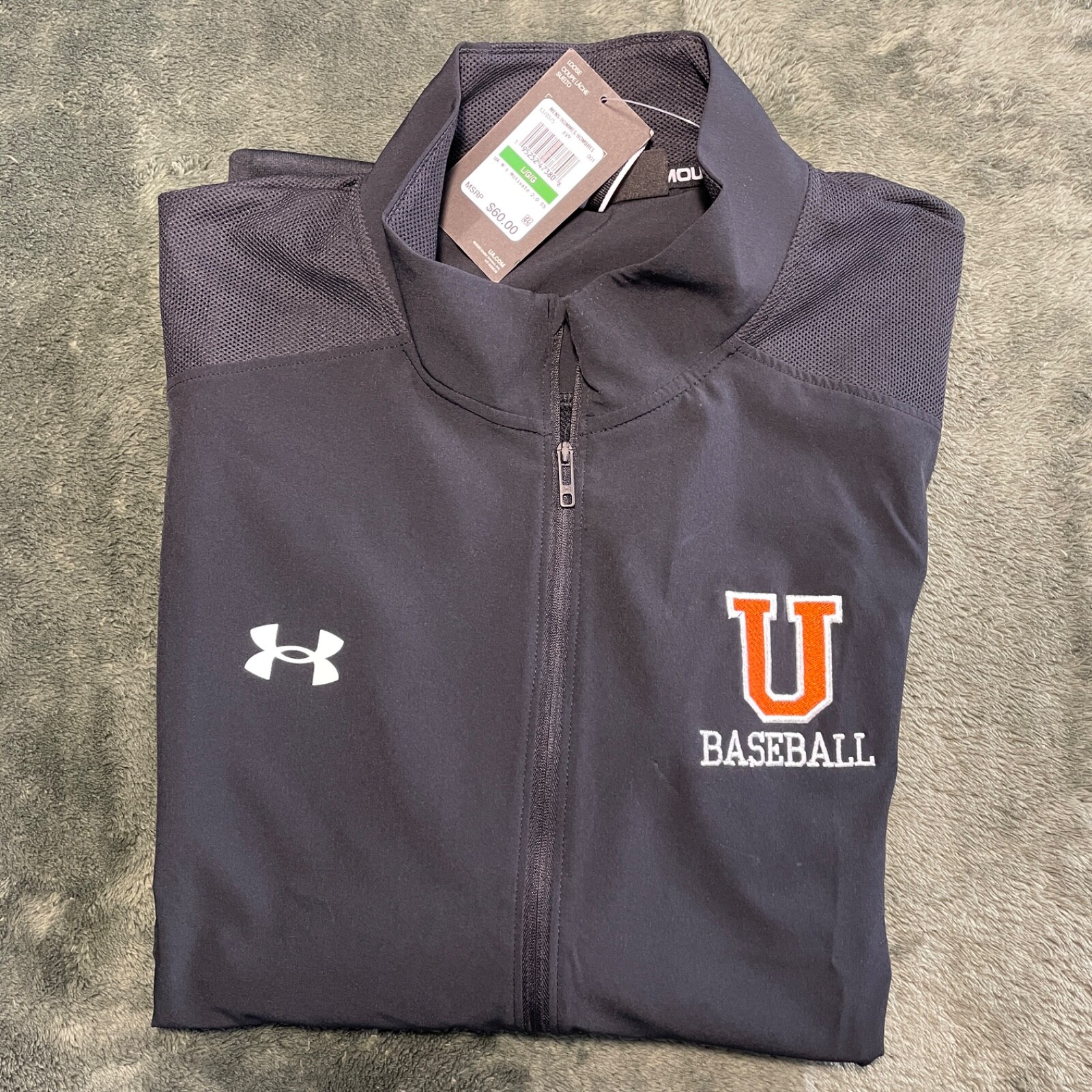 Under Armour Motivate Short Sleeve 1/4 Zip Pullover Size L Black w/orange U logo gallery