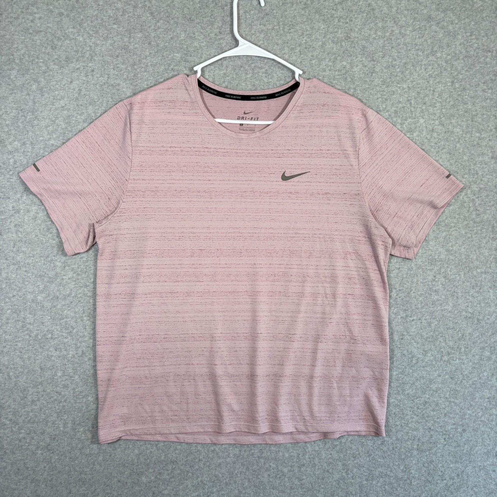 Nike Dri-FIT Miler Reflective Running T-Shirt Men's Large Pink Short Sleeve gallery