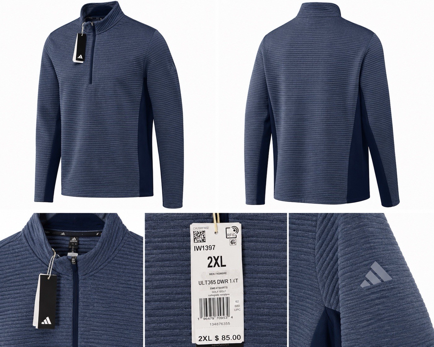 Adidas Golf Ultimate365 DWR Textured Quarter Zip Pullover Mens 2XL Brand New gallery