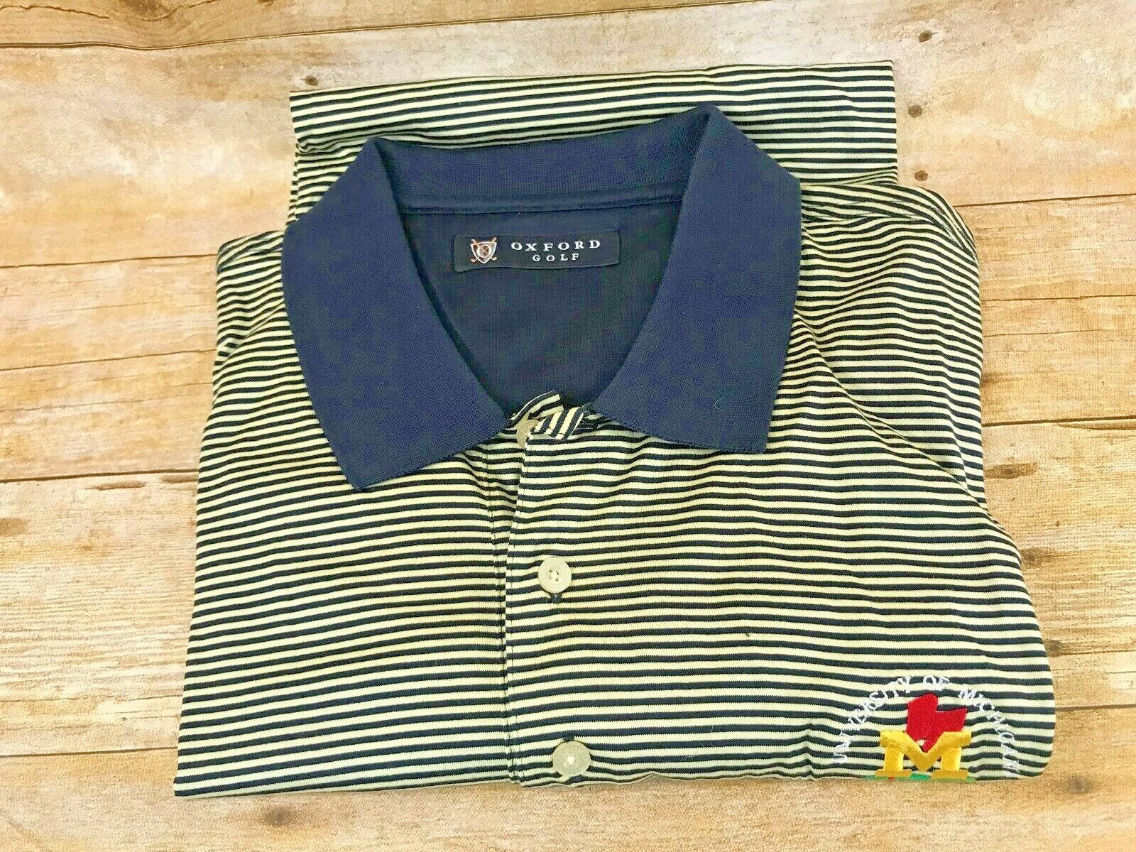 OXFORD GOLF SHORT SLEEVE POLO SHIRT GREEN OR NAVY STRIPE MENS XL 🌴EUC🌴 $68 gallery