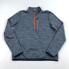 Prana Men’s Activewear 1/4 Zip Pullover Top Blue Striped Size M Thermal Grid