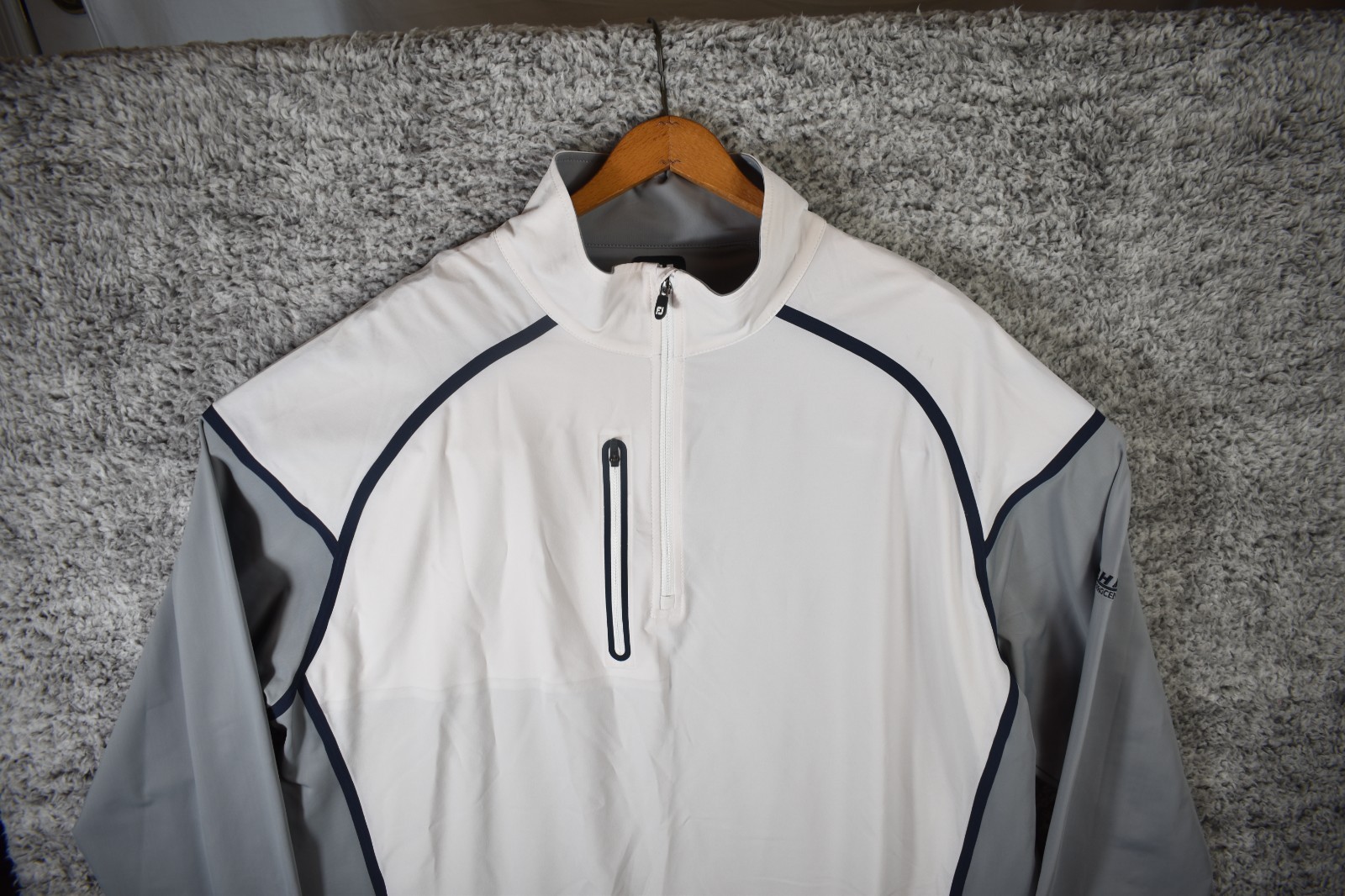 FootJoy FJ Mens 2XL Performance 1/4 Zip Pullover Golf Shirt White Grey Technical gallery