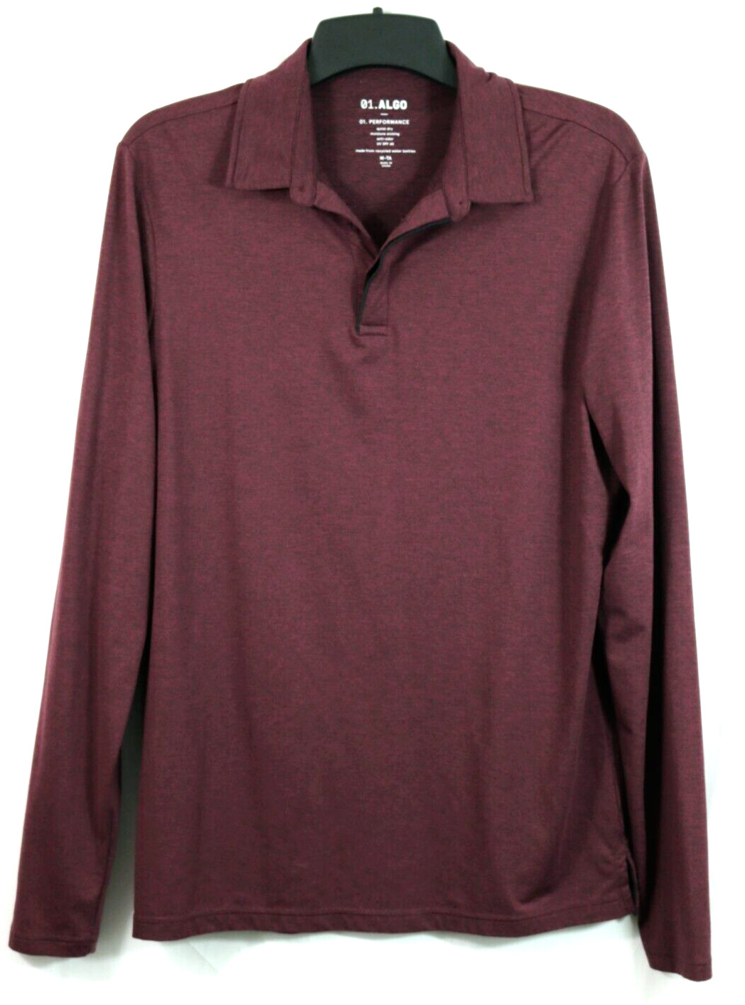 01.Algo Performance Polo M Tall Button Neck Long Sleeve UV SPF 40 Quick Dry gallery
