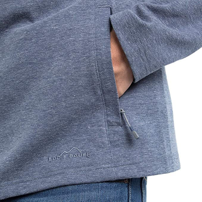 Eddie Bauer Men's, Mixed Media Lightweight Pullover, Indigo Heather, XXL gallery