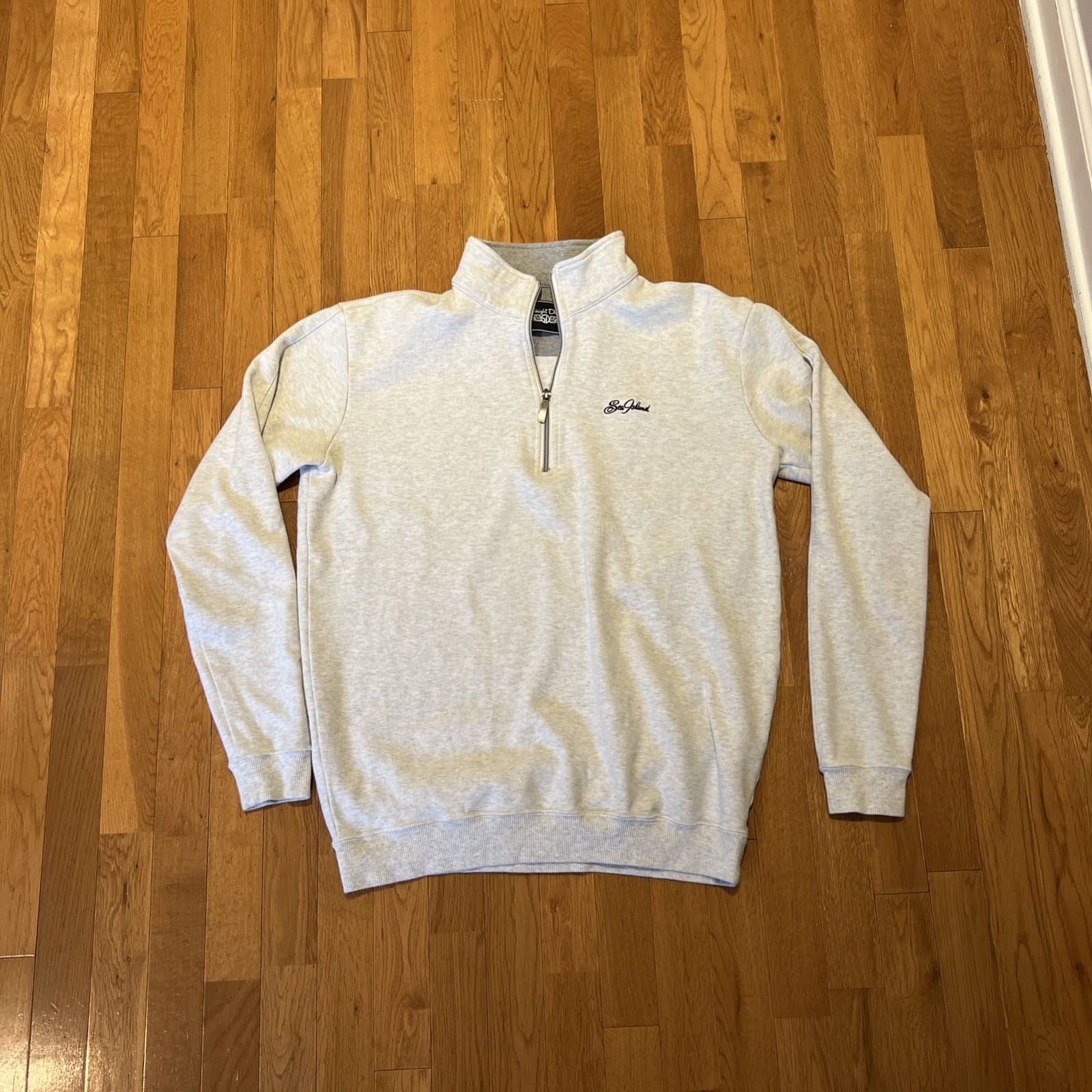 Straight Down 1/4 Zip Pullover Sea Island Golf Mens Medium Light Grey Cotton gallery