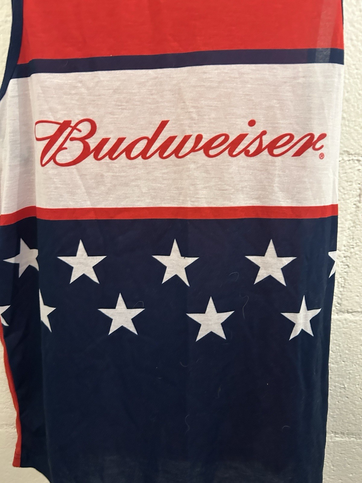 Anheuser-Busch Budweiser Beer Red White & Blue American Flag USA Tank Top Tshirt gallery