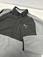 Puma Golf Pullover Mens L Black Gray Sherpa Fleece 1/4 Zip Athletic Pockets