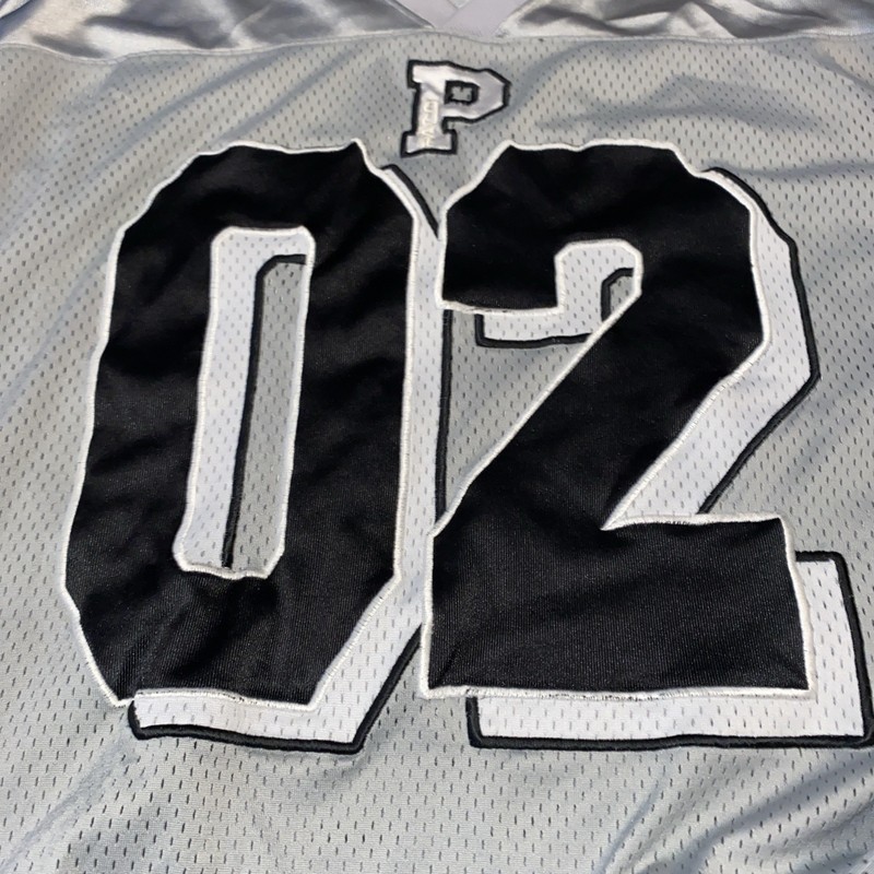 Vintage Y2K PACO Football Jersey Silver Black Mesh Size 2XL Oversized Streetwear gallery