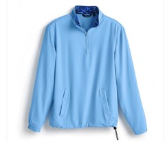 SCALES Men’s Solid Quarter-Zip Pullover powder blue tropical print lining Sz S