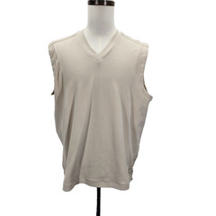 Nike Golf Sweater Vest Shirt Mens Large Beige Pullover Sleeveless V-Neck Fit Dry