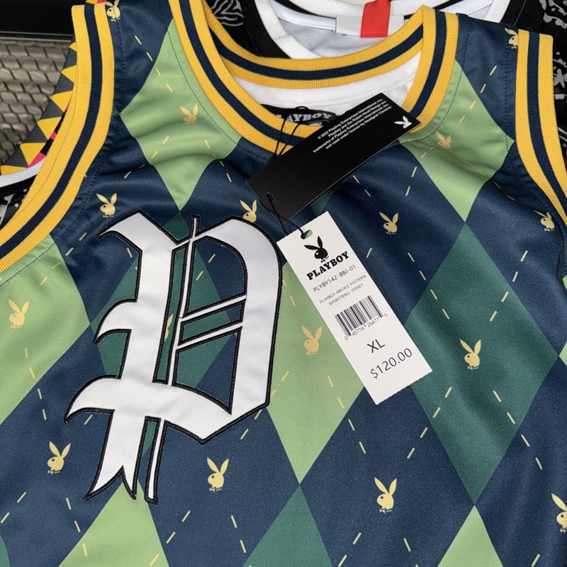 PLAYBOY#1 MEN'S ARGYLE PATTERN BASKETBALL JERSEY XL NWT Htf gallery