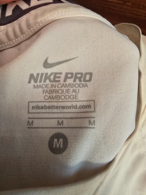 Nike Pro Compression Shirt Built-in Protective Pads Dri-Fit White Crew Large gallery