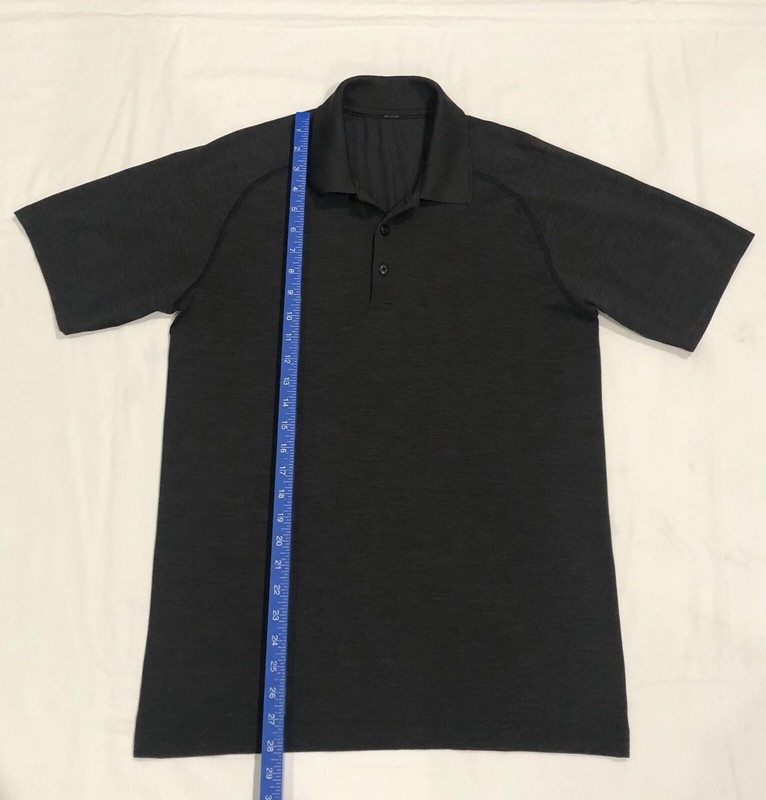 Lululemon Stretch Your Head Shirt Men’s Medium Dark Gray Golf Polo Performance gallery