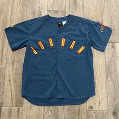 Vintage Nike Air Jordan ‘Spellout Logo’ Baseball Jersey Blue 1991 Rare XL