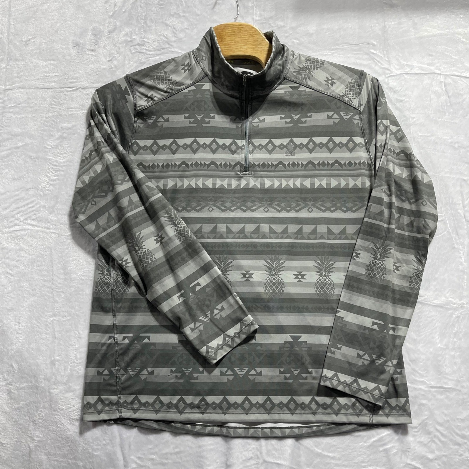 Chubbies Mens Quarter Zip Pullover Gray Pattern Stretch Performance Size XL gallery