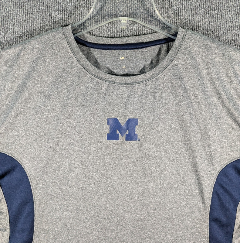 University of Michigan UofM Wolverines Gray Performance Athletic T-Shirt Mens XL gallery