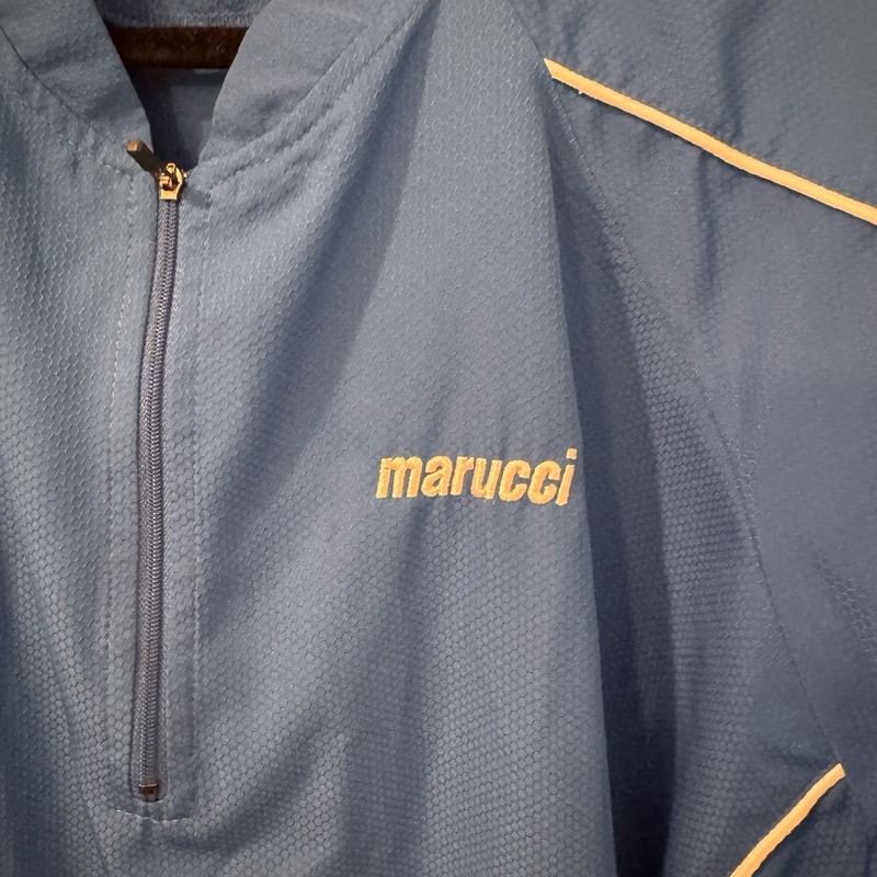 Marucci Mens Blue White 1/4 Zip Short Sleeve Pullover Size Large gallery