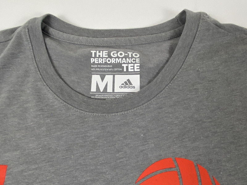 Adidas Go-To Performance Tee Men’s M Gray/Red LOVE Volleyball T-Shirt gallery