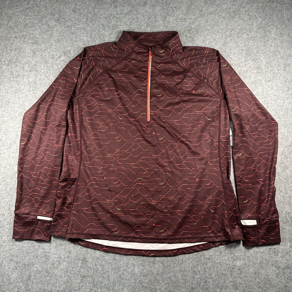 Xersion Quick-Dri 1/4 Zip Pullover XXL Burgundy Geometric Athletic Top