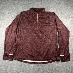 Xersion Quick-Dri 1/4 Zip Pullover XXL Burgundy Geometric Athletic Top