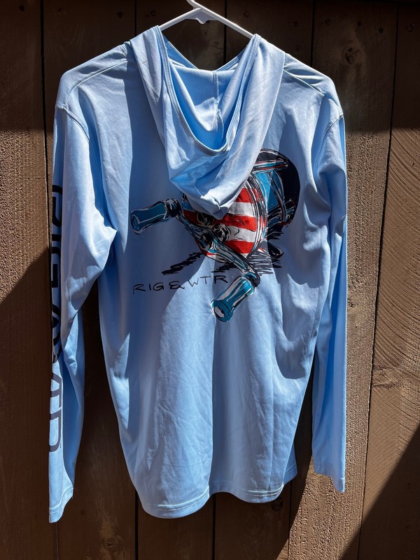 RIGAWTR Rig & Water Light Blue Long Sleeve Hooded Top Moisture Wicking UPF 50 M gallery