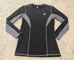 Dikamen Fleece Lined Base Layer Shirt Mens Sz L Black Gray Long Sleeve Thermal