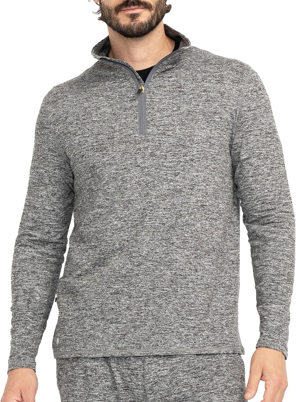 Ejis Men's Conquest Athletic Quarter Zip Heather Light Grey Pullover gallery