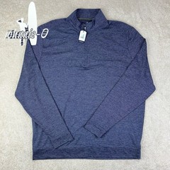NEW Johnnie-O Men’s Large Blue Striped 1/4 Zip Vaughn Performance Golf Pullover
