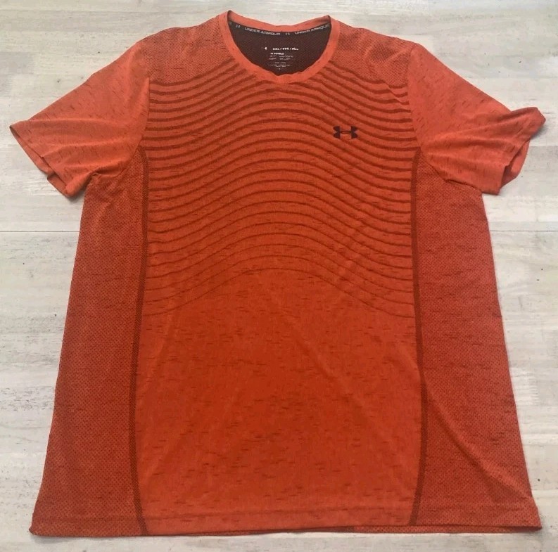 Under Armour UA Seamless Wave Short Sleeve Shirt Men’s 2XL Orange 1351450 gallery