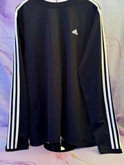 Adidas Active 360 Long Sleeve Black Striped Pullover Shirt L
