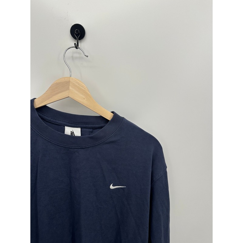 Nike Solo Swoosh Long Sleeve Shirt Men Large Blue Thick Cotton Activewear gallery
