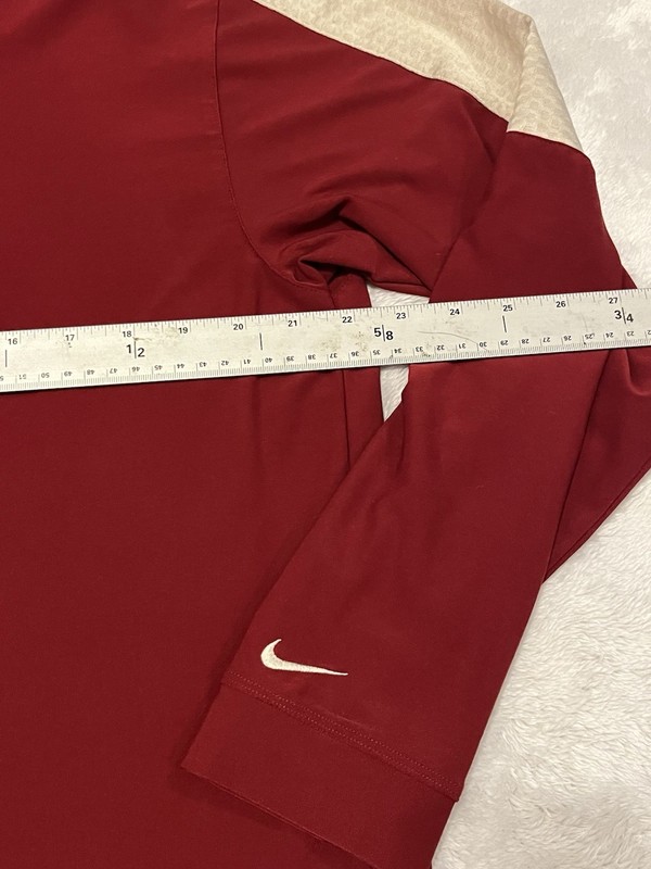 Nike Golf NikeFit Dry 1/4 Zip Size L Large Long Sleeve Burgandy and Cream gallery