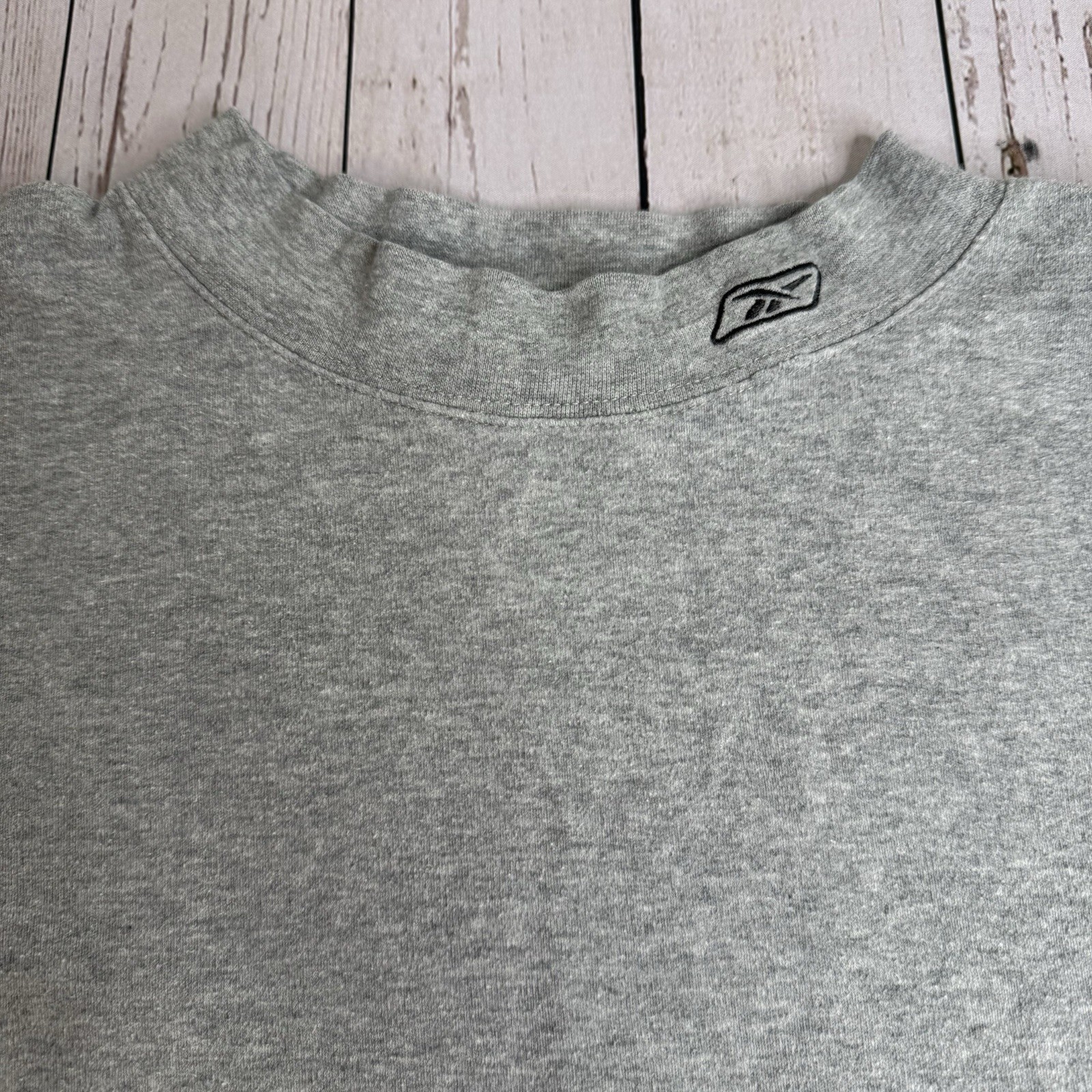 Vintage Reebok Mock Neck Long Sleeve Shirt Mens XL Gray Embroidered Logo gallery