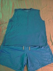 Athletic Fruit of The Loom Tank Top & Shorts SET. XXXL Blue Black