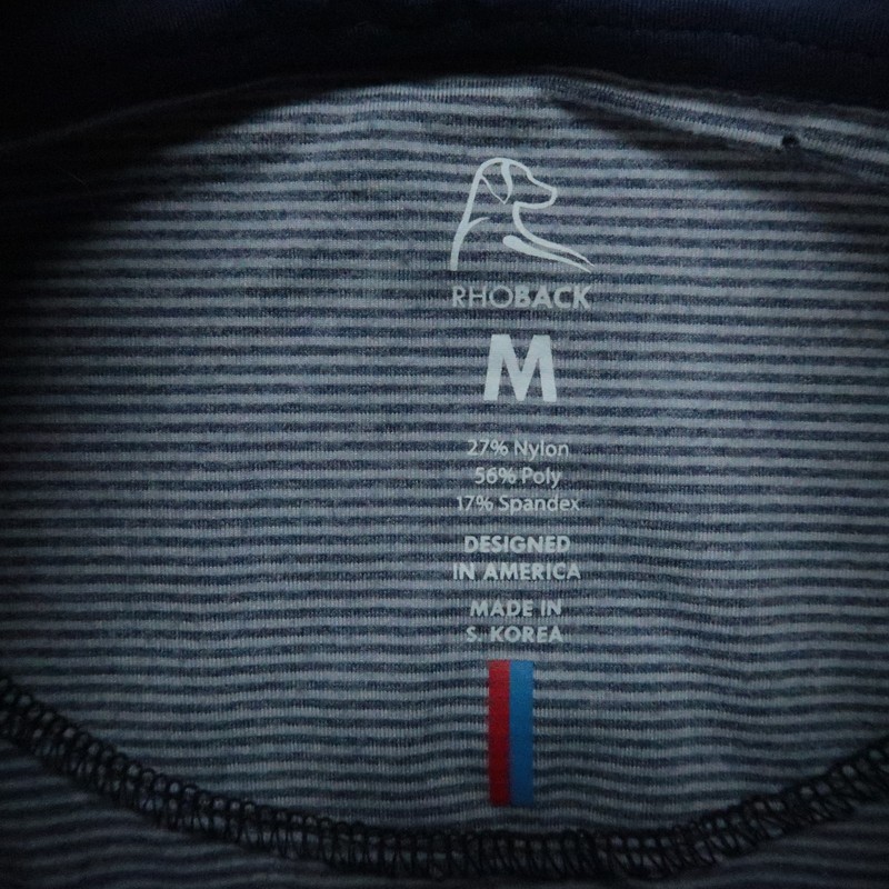 Rhoback Pullover Men Medium Blue White Striped Quarter Zip Athletic Stretch Golf gallery
