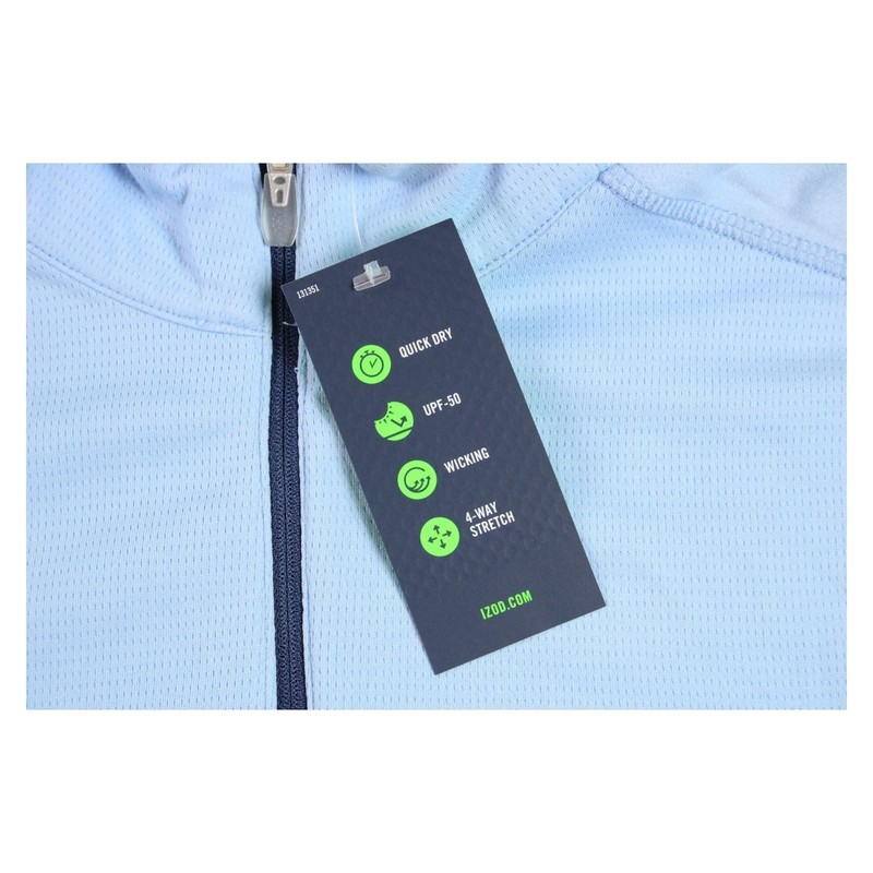 IZOD Golf Pullover Mens M Blue 1/4 Zip SwingFlex Elite UPF50 Long Sleeve $70 NEW gallery