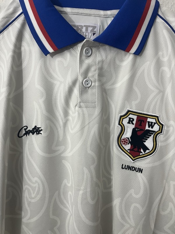 2025 Corteiz Japan Flames Football Soccer Jersey White Size M Medium gallery